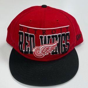 New Era Detroit Redwings Snapback Hat 9fifty NHL Red Black Hockey Vintage Retro